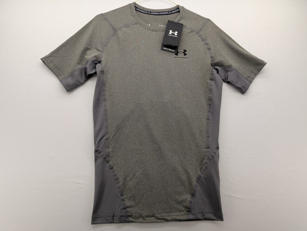 NWT Under Armour HeatGear Men's Compression Short Sleeve in Carbon Heather sz M